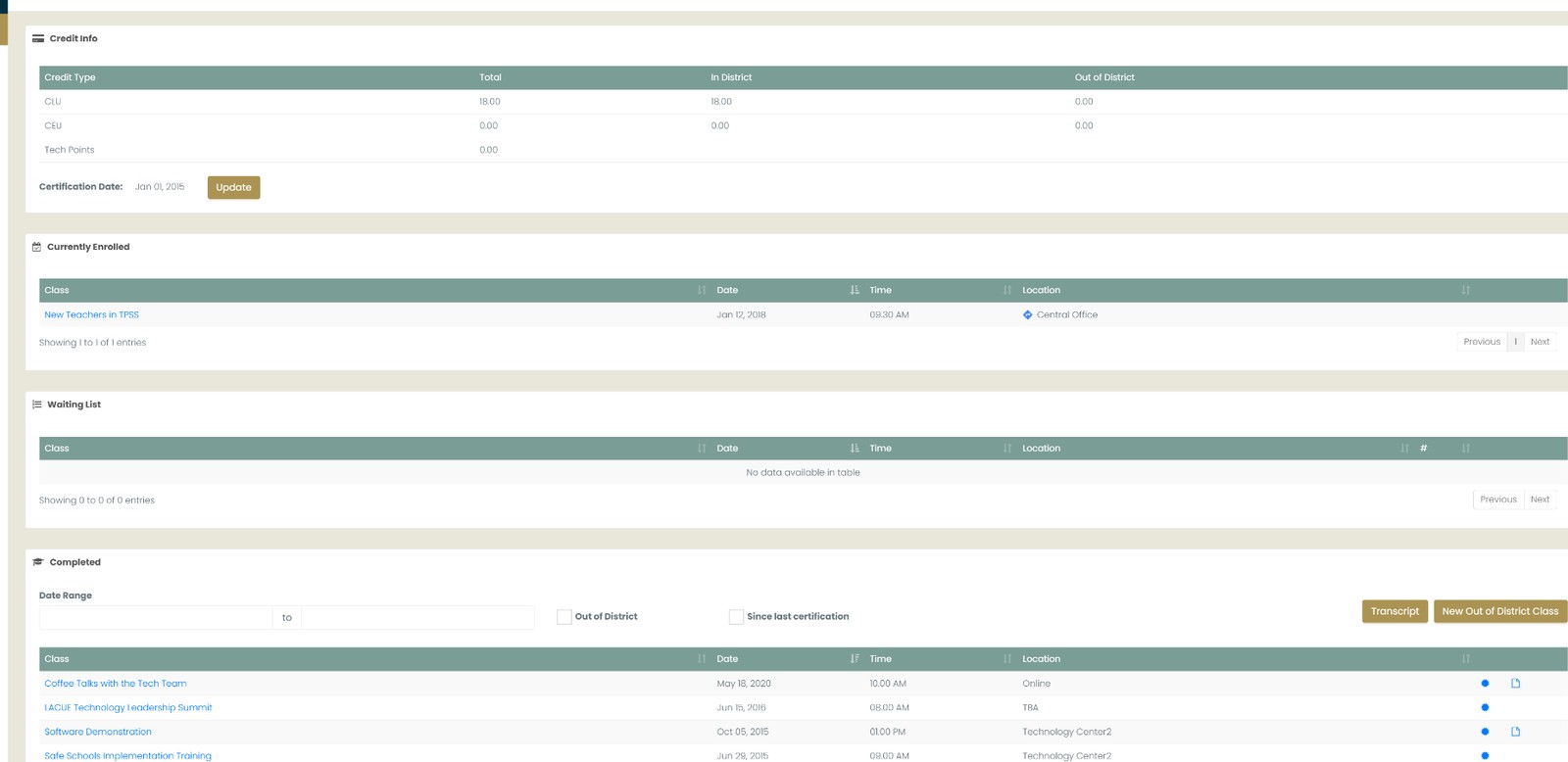 RegisterMe employee professional development dashboard